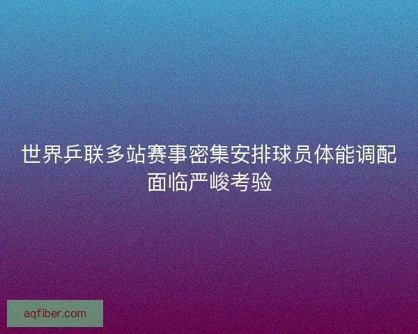 世界乒联多站赛事密集安排球员体能调配面临严峻考验